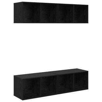Berkfield Home Wall TV Cabinet 4 pcs Black oak 37 x 37 x 72 cm Engineered wood