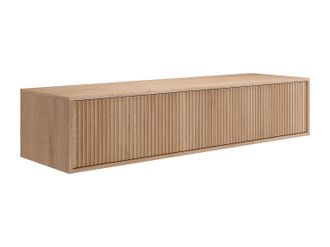 Vente-Unique Mueble de ba&ntilde;o suspendido estriado - Natural claro - 150 cm - ARNEGA