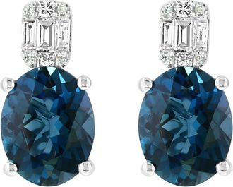 Effy 14K White Gold Oval London Blue Topaz & Diamond Drop Earrings in 14K Gold at Nordstrom