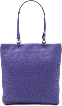 Bottega Veneta Pre-owned Geweven Leren Tote - Dames - Vintage Shopper - Paars - ONE Size - Leer - Vintage