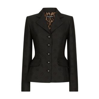 Dolce & Gabbana Quilted jacquard Dolce jacket with DG logo - female - Dolce & Gabbana - Blazers - Black - 2XL - Jackets