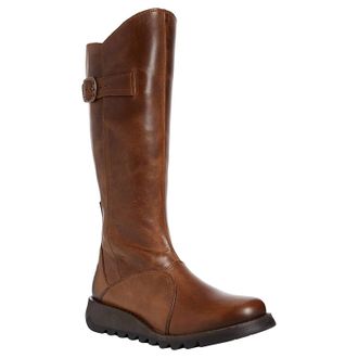 FLY London MOL 2 Rug Leather Womens Calf Length Boots - Camel - Size:UK 5