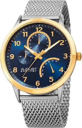 August Steiner Blue Dial Stainless Steel Mesh Mens Watch AS8230YGBU