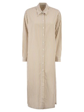 MC2 Saint Barth Langes Shirtdress-Hemd von Mc2 Saint Barth aus gestreifter Baumwollpopeline