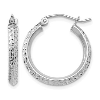 Diamond2Deal 14k Gold Diamond-cut 2.5x20mm Round Hoop Earrings