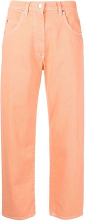Msgm cropped straight-leg jeans - women - Cotton/Cotton - 40 - Orange