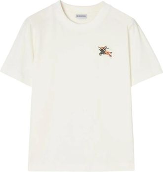 Burberry T-shirt met logo - Dames - T-shirts - Wit - S - Katoen - Tops