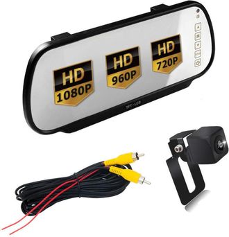 OEM Monitor De Coche Espejo Completo Ahd Lcd 7 Fullhd + C&aacute;mara Carcasa De Metal Ahd720p Debajo De La Matr&iacute;cula