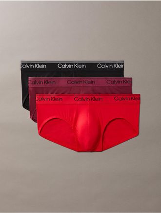 Calvin Klein Mens Microfiber Stretch 3-Pack Hip Brief - Multi - XL