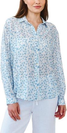 Bella Dahl Print Button-Up Shirt in Blue Ditsy at Nordstrom, Size X-Large