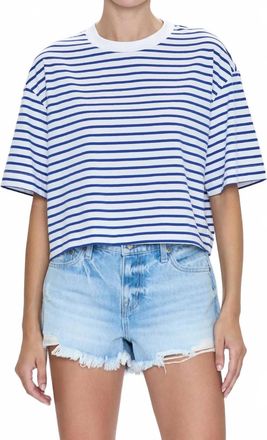 Pistola Denim Mae Cropped Striped Tee In Maritime White Stripe