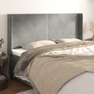 vidaXL Cabecero Con Orejas De Terciopelo Gris Claro 203x16x118/128 Cm Vidaxl