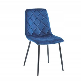 OEM Silla Loft Terciopelo Azul Tapizada Patas Negras Furnitex Para Comedor