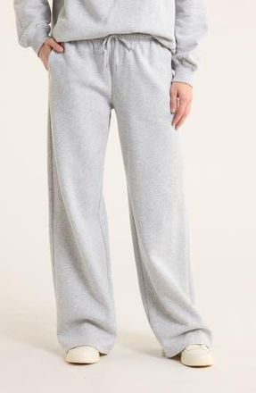 Abound Fleece Wide Leg Pants in Grey Soft Heather at Nordstrom Rack, Size Medium