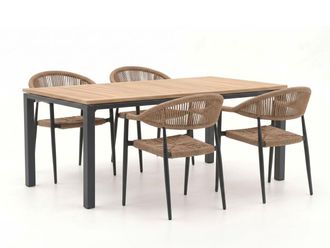Manifesto Furniture Manifesto Belpasso/Linosa 180cm dining tuinset 5-delig stapelbaar