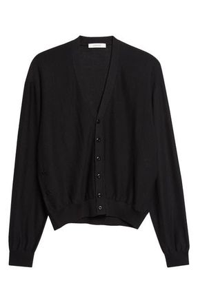Christophe Lemaire Twisted Merino Wool Blend Cardigan in Black at Nordstrom, Size Xx-Small