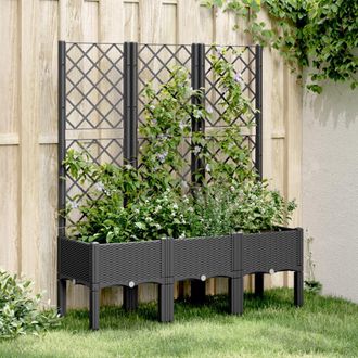 vidaXL Jardinera Con Enrejado Pp Negro 120x40x142 Cm Vidaxl