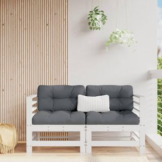 vidaXL Vidaxl - Sof&aacute;s Esquineros Con Cojines 2 Uds Madera Maciza De Pino Blanco