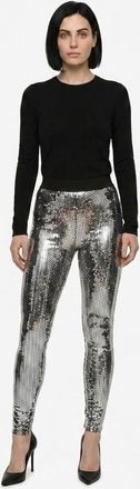 Dolce & Gabbana Womens Silver Cotton Leggings Clothing