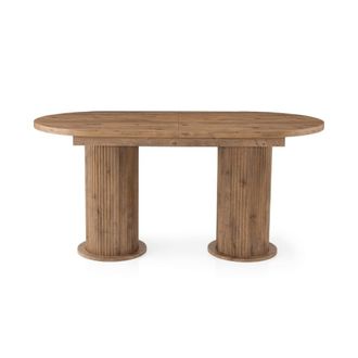 Calicosy Mesa de comedor extensible de 180 a 216 cm decorada en nogal