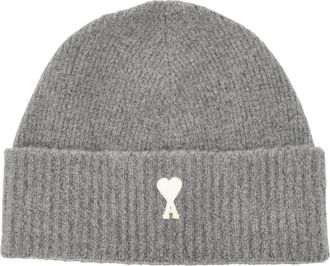 Ami Grey Ribbed Alpaca Beanie