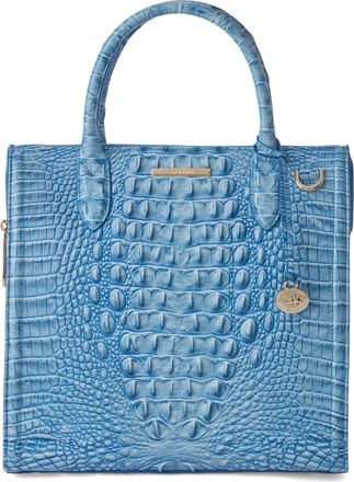 Brahmin Caroline Croc Embossed Leather Satchel in Aura Blue at Nordstrom
