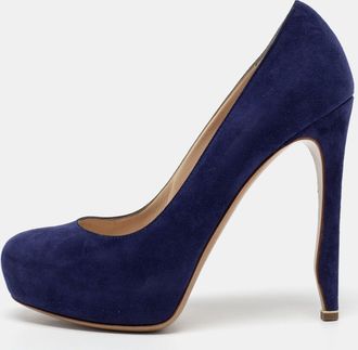 Nicholas Kirkwood Blue Suede Platform Pumps