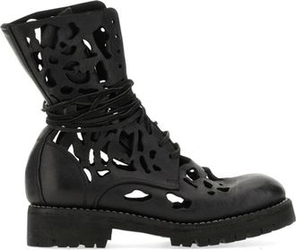Guidi Veterlaarzen - Dames - Veterlaarzen - Zwart - 36 EU - Leer - Schoenen