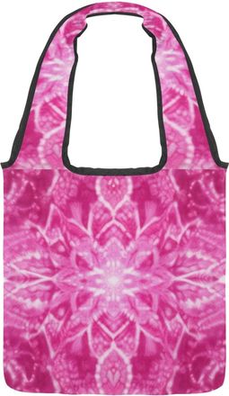 Generic Pink Tie Dye Reversible Canvas Shoulder Tote - Double-Sided Print, 12oz Cotton, 27cm Drop, Fold-Flat Bag for Travel, Shopping, Street Outings