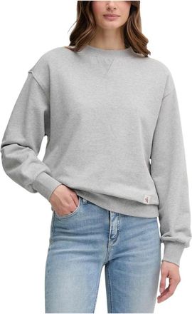 Calvin Klein Jeans Hoodies & sweatvesten, Dames, Grijs, S, Katoen, A-Ls Badge Logo Ter Sweatshirt