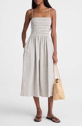Madewell The Peyton Midi Dress in Black Vintage Ivory Yarndye at Nordstrom, Size Xx-Small