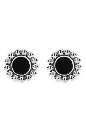 Lagos Maya Circle Stud Earrings in Silver/Onyx at Nordstrom