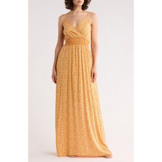 West K Gauze Maxi Dress in Orange Ditzy at Nordstrom Rack, Size X-Small