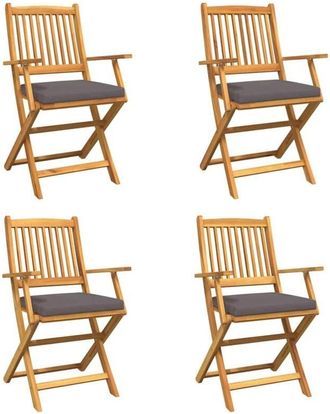 vidaXL Vidaxl - Folding Chair 4 pcs Grey 49 x 57.5 x 92cm Solid Acacia wood