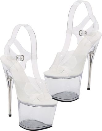 Yarnow Transparent High Heel Sandals Women Outdoor Summer Shoes Non-Slip Sole Elegant Party Dress Heeled Footwear for Weddings and Nightclubs White