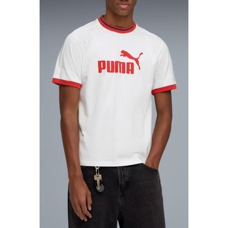 Puma T7 Logo Ringer T-Shirt in Puma White at Nordstrom, Size Xx-Large