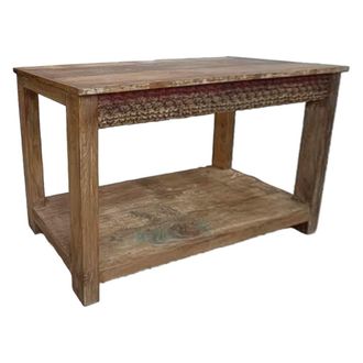 Wanderlust Deco Recibidor de madera acabado artesanal marr&oacute;n 122x39x79 cm