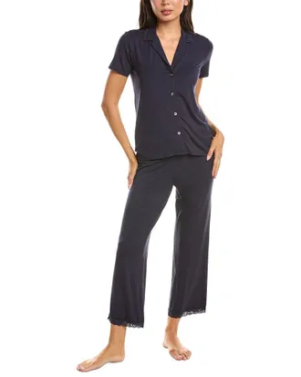 Natori Feathers Essentials Lace Applique Notch Pajama Set
