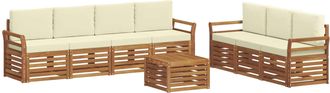 vidaXL Juegos De Sof&aacute;s 8 Uds. Natural Y Crema Madera De Acacia S&oacute;lida Vidaxl
