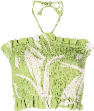Bambah Linden cropped top - women - Polyester/Viscose - S - Green