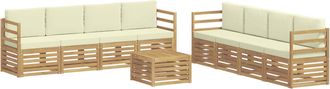 vidaXL Conjunto De Sof&aacute;s De Exterior 9 Uds. Blanco Y Crema Poli&eacute;ster Vidaxl