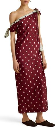 Marina Moscone Tabard Tie Dress in Rosso Levanto/ecru Floral at Nordstrom, Size 8