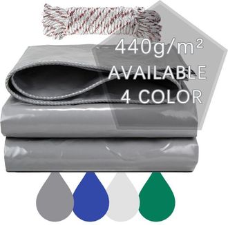 OEM Lona Impermeable De Pvc De 440 G/m&sup2; Con Ojales Reforzados, Color Gris, 3x3 M, Para Uso Exterior Y Protecci&oacute;n De Muebles - Ulisem