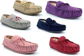 Generic Womens Suede Slippers Womens Slip On Shoes Size 8 Suede Slipper Size 6 Ladies Slip On Slipper Ladies Moccasin Moccasin Moccasins Sizes 3-9 Red/Pink/Gr