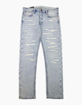 Emporio Armani Mens Emporio Armani J75 Slim Fit Washed Ripped Denim Jeans Denim Blue 0943 - Size: W33-L32