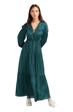 Belle & Bloom Window Seat Tiered Maxi Dress in Dark Green at Nordstrom, Size Medium Au