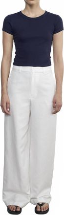 Enza Costa Supima Baby Rib Cropped Tee In Indigo