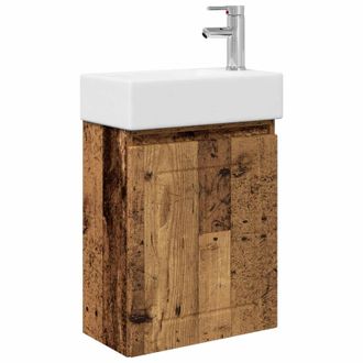 vidaXL M&oacute;dulo De Ba&ntilde;o Con Grifer&iacute;a Madera Envejecida Vidaxl