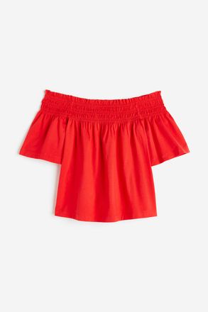 H&M Off-Shoulder-Jerseyshirt - Red