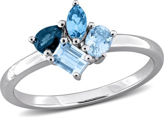 Mimi & Max Multi-Gem Cluster Ring Sterling Silver
